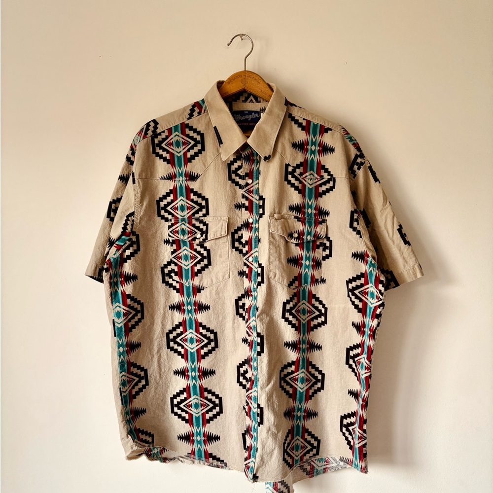1980’s Wrangler Aztec Short Sleeve Pearl Button Snap